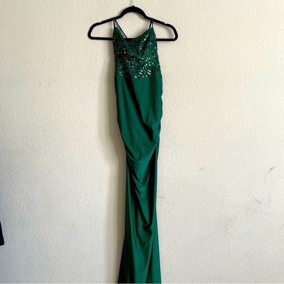 Shein Elegant Green Sequin Dress size L strappy evening event sexy party prom - Picture 1 of 14